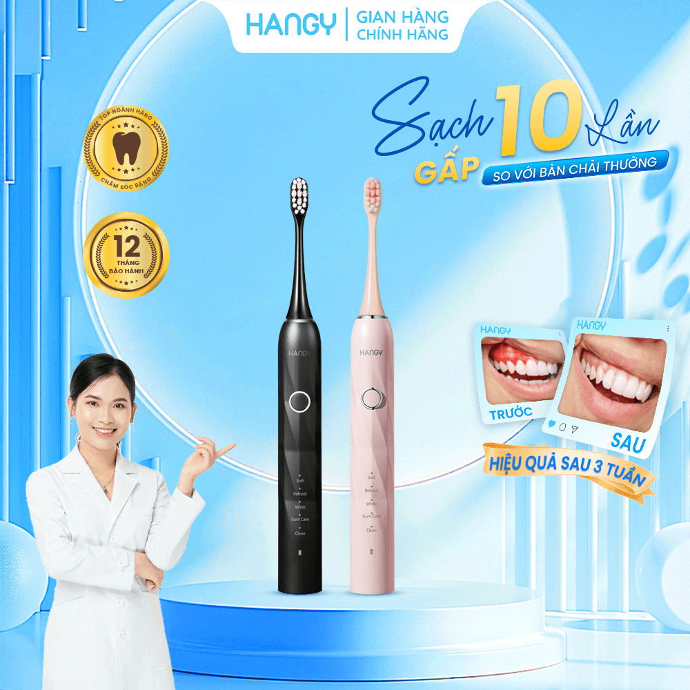 Bàn Chải Điện  “Pin Dài – Dáng Gọn – Mang Đi Thoải Mái” HY23 PRO