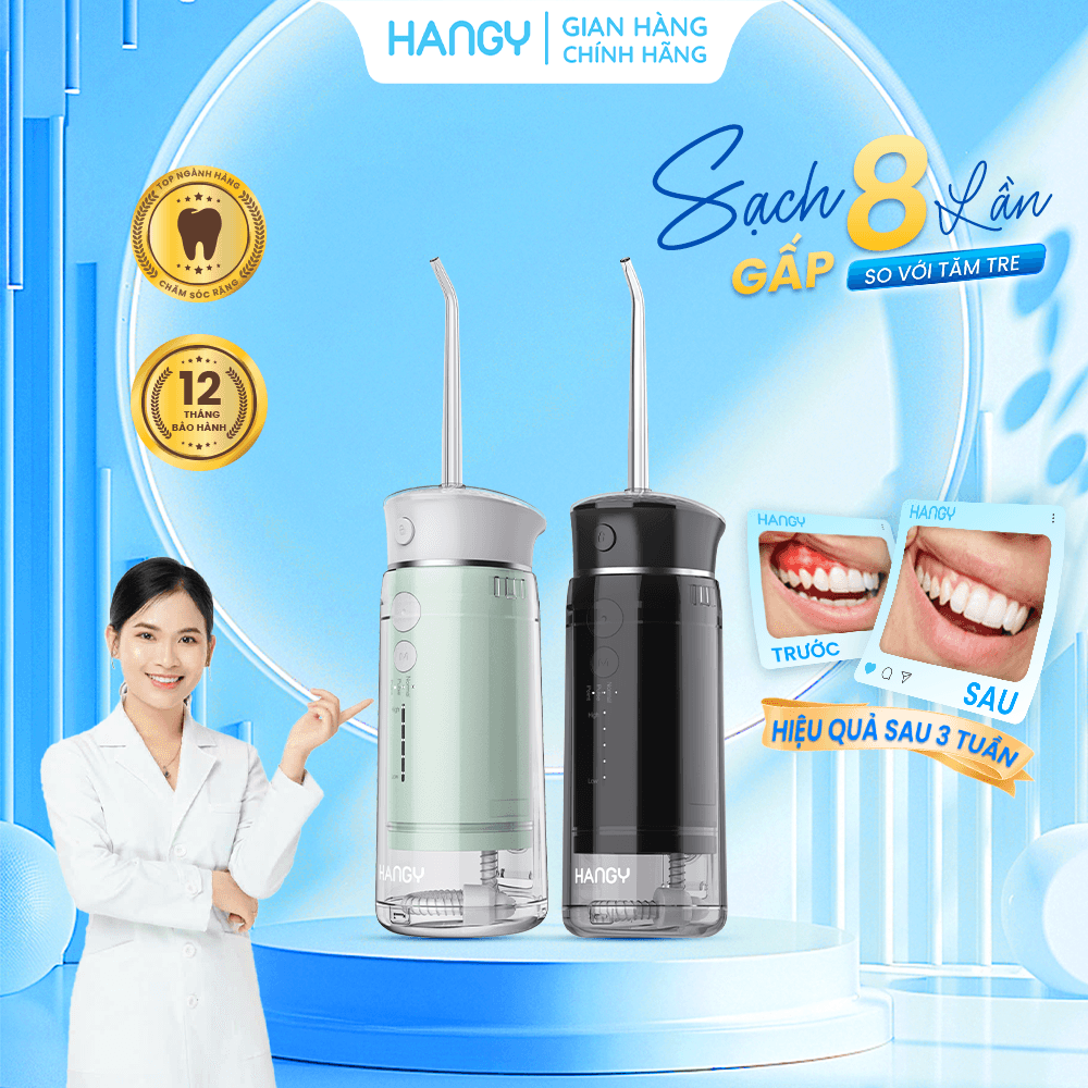 Máy tăm nước gấp gọn HANGY HM23 Phiên bản mới nhất 2025 [1 đổi 1 trong 12 tháng]