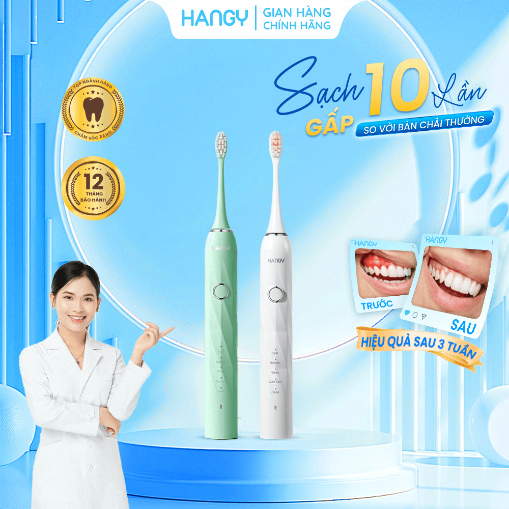 Bàn chải điện HANGY chuẩn nha khoa HY23 Pro [Bảo hành 2 năm]